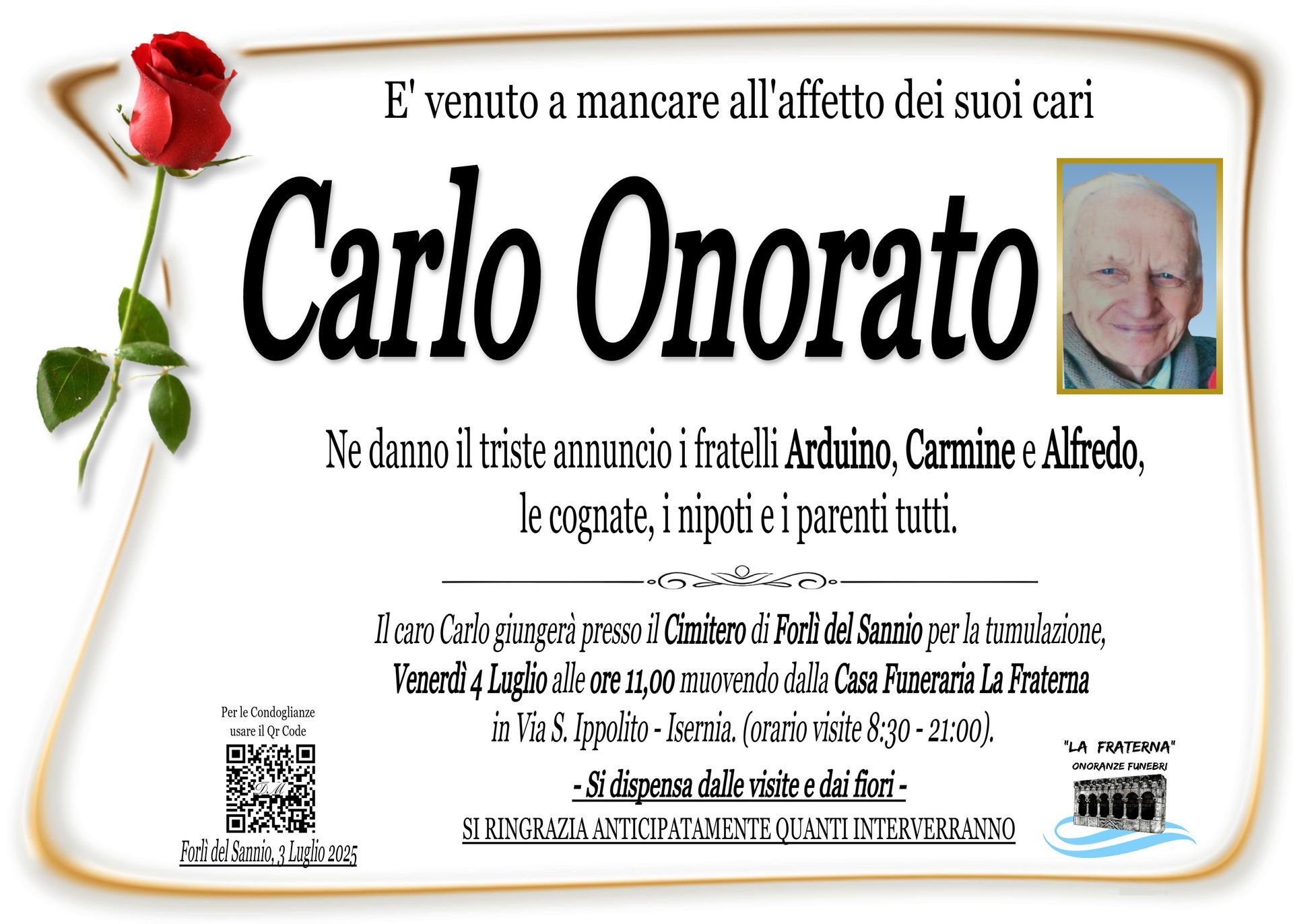 necrologio Carlo Onorato