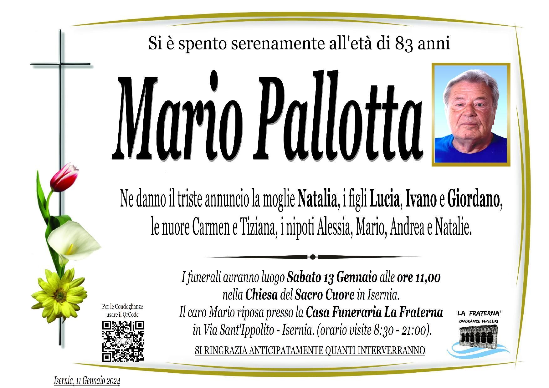 necrologio Mario Pallotta
