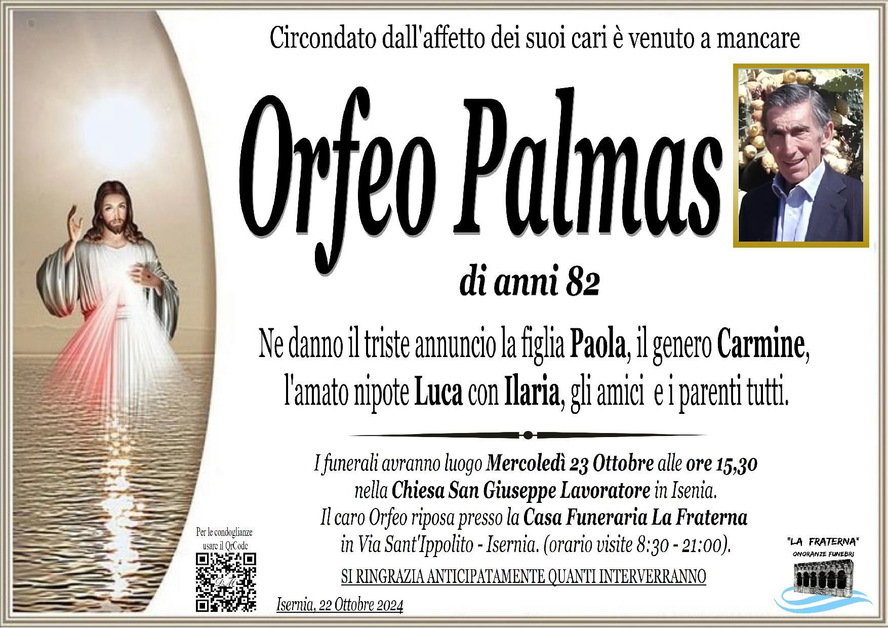 necrologio Orfeo Palmas