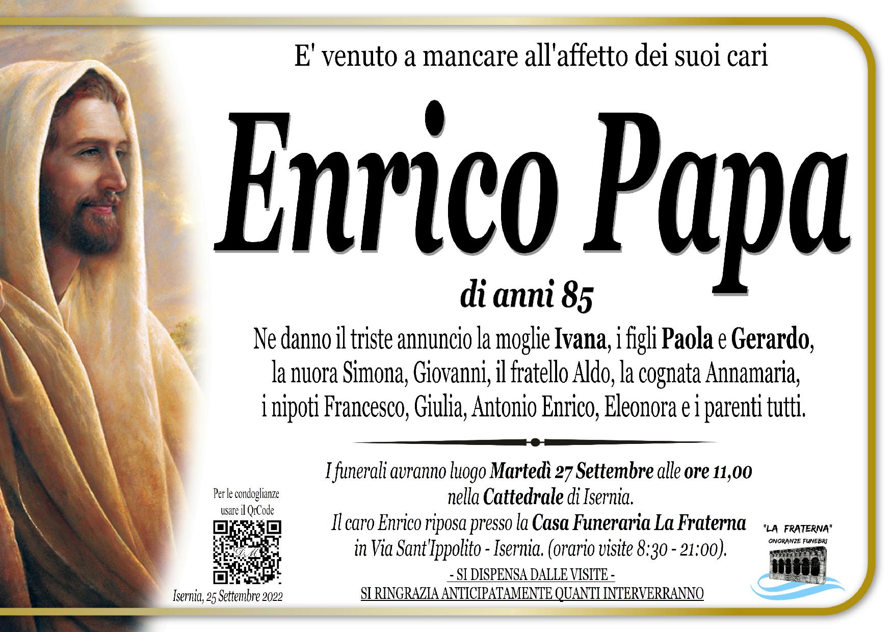 necrologio Enrico Papa