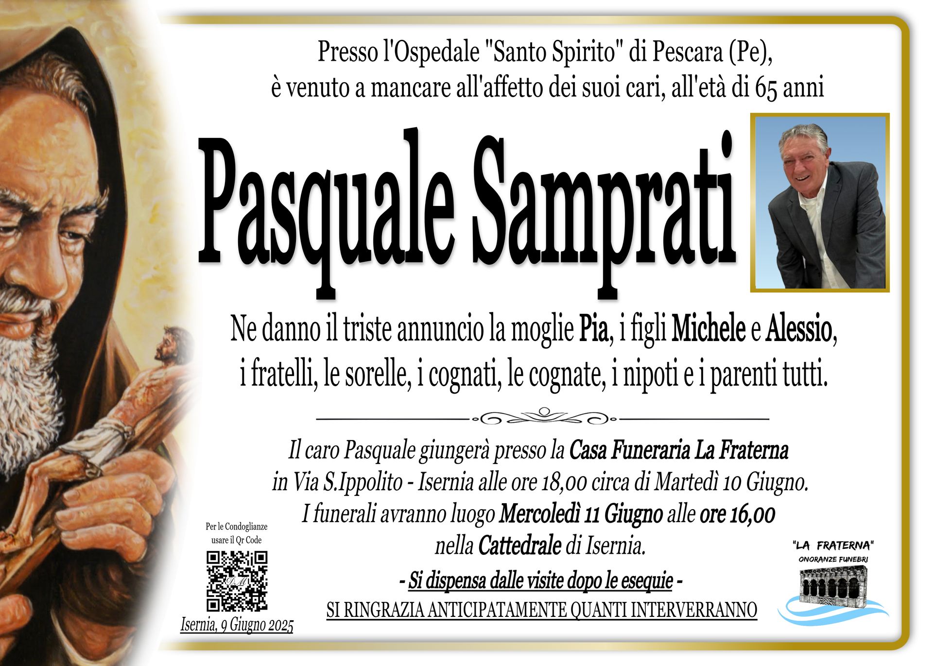 necrologio Pasquale Samprati