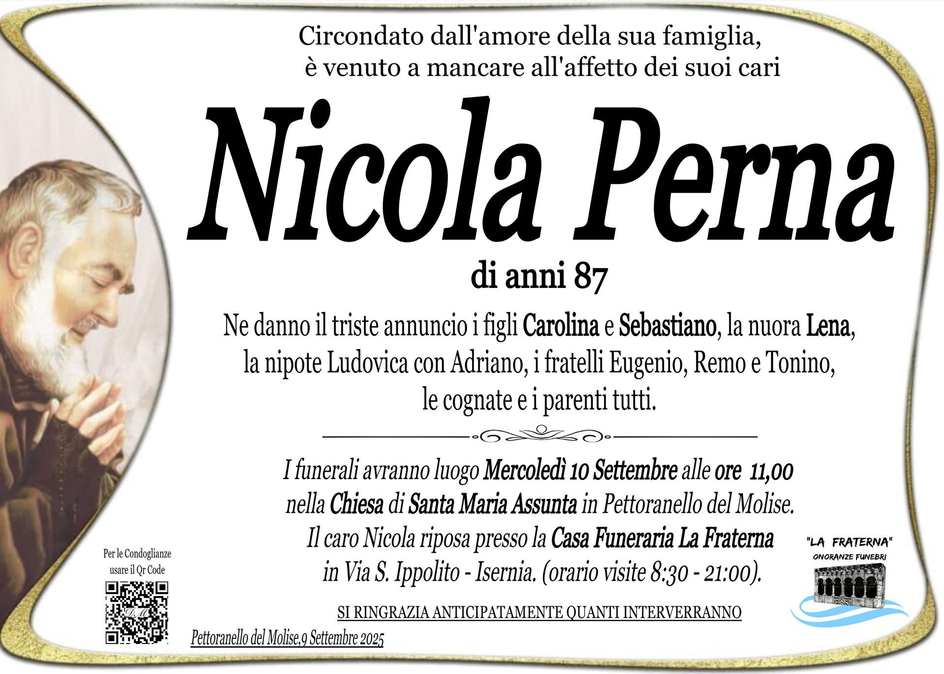 necrologio Nicola Perna