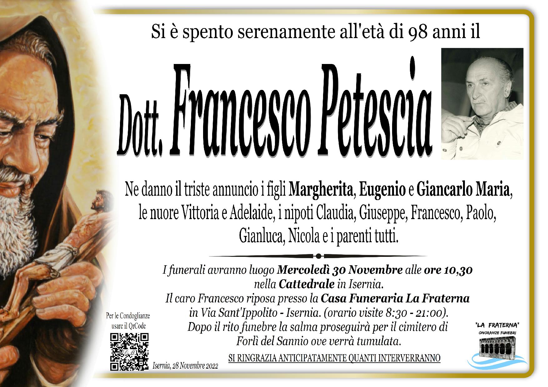 necrologio Francesco Petescia