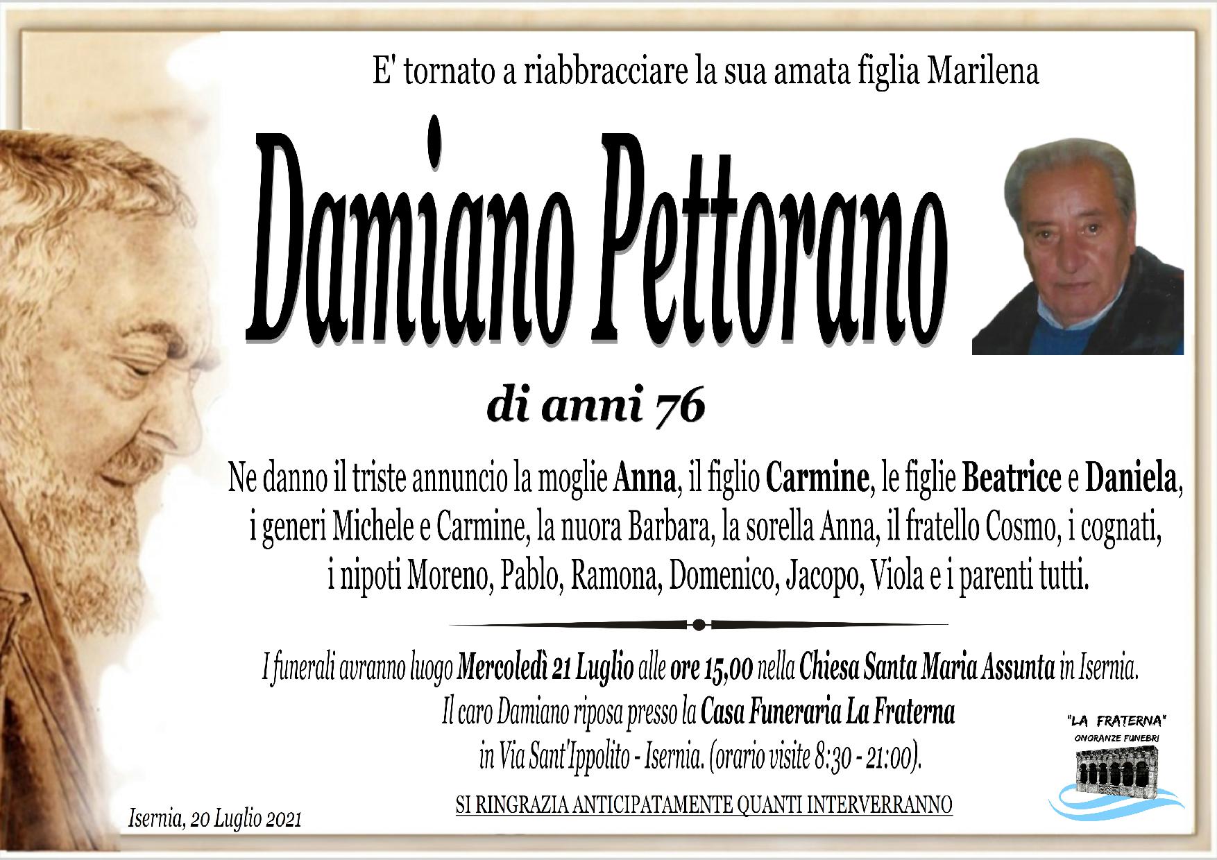 necrologio Damiano Pettorano