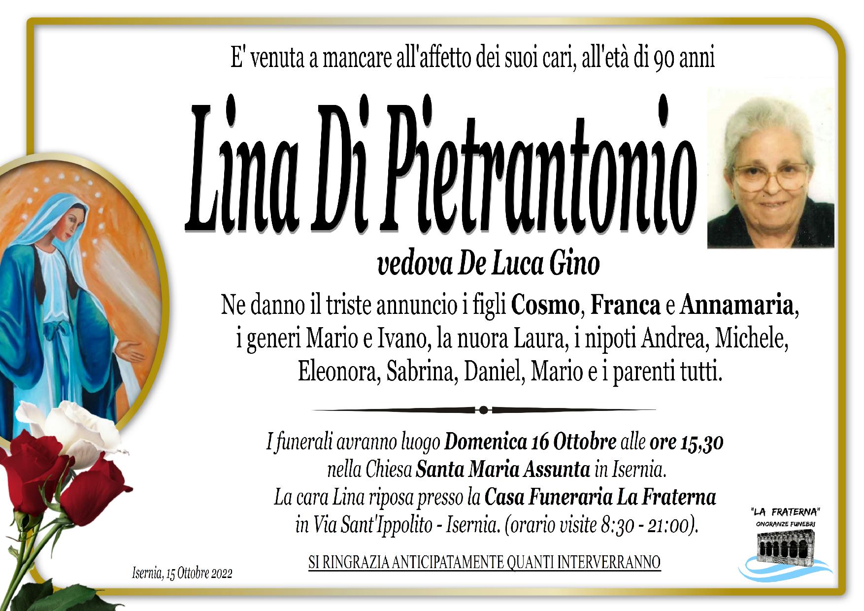 necrologio Lina Di Pietrantonio