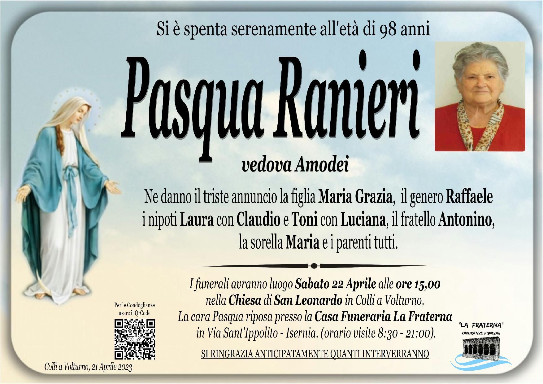 necrologio Pasqua Ranieri