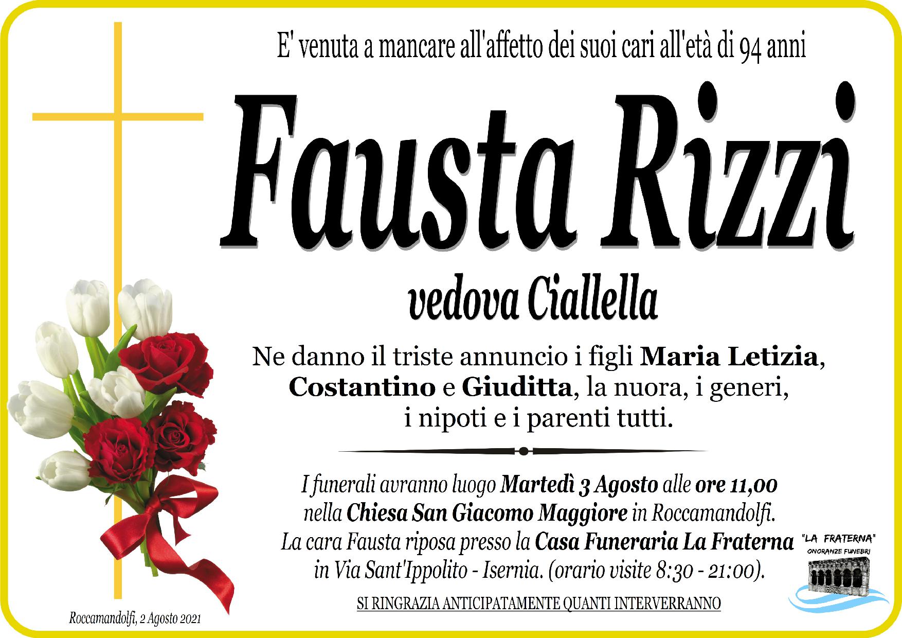 necrologio Fausta Rizzi