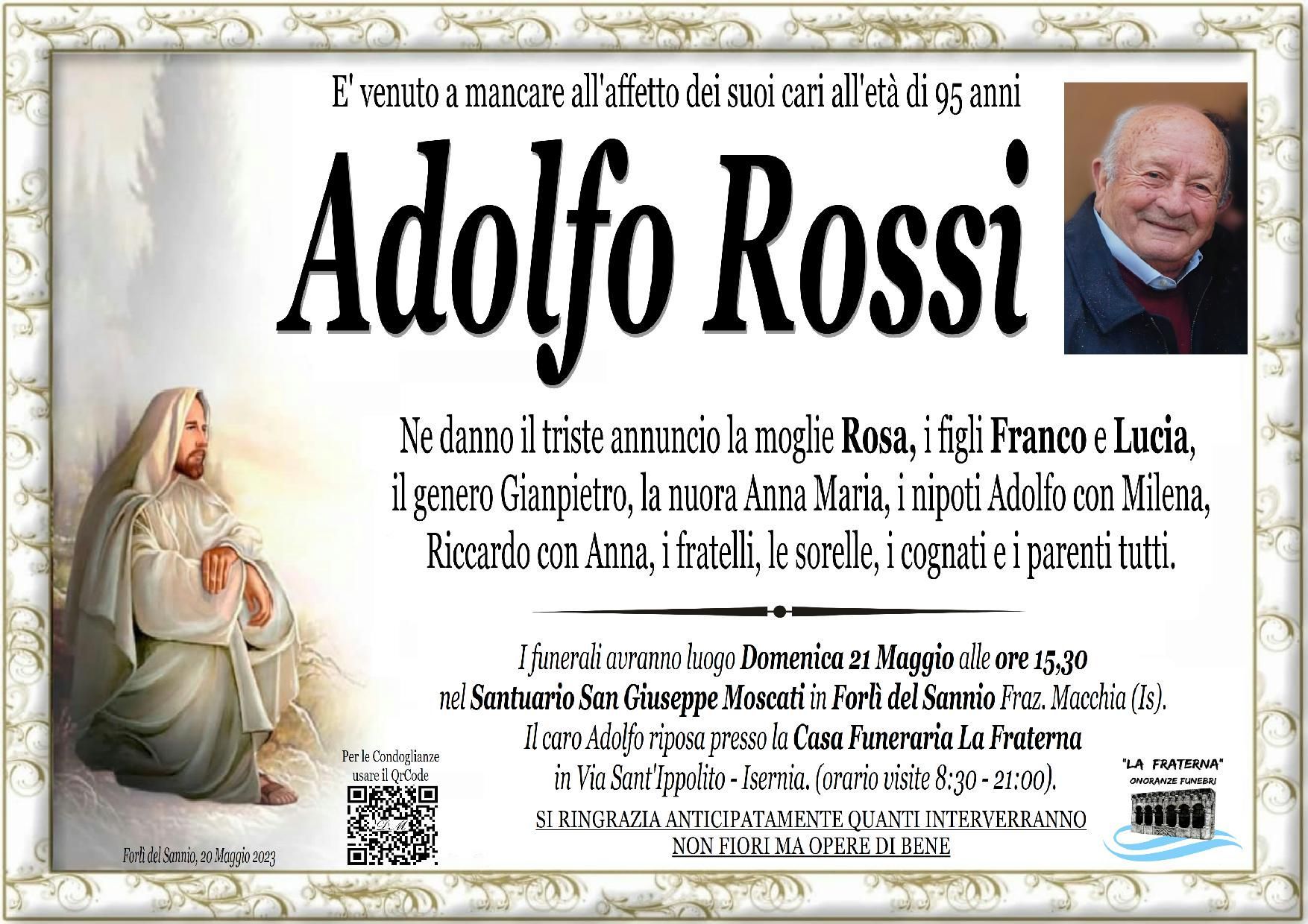 necrologio Adolfo Rossi