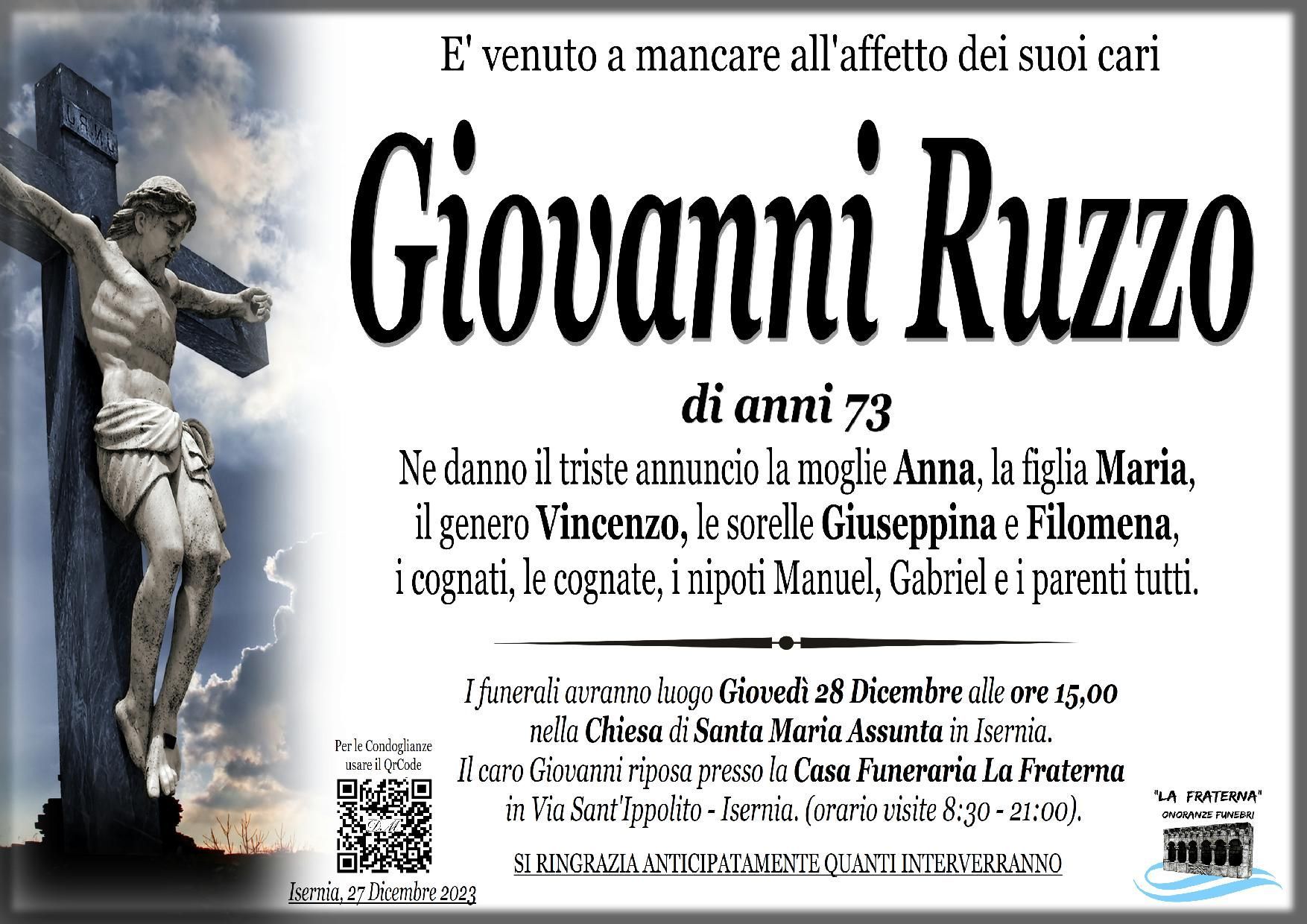 necrologio Giovanni Ruzzo