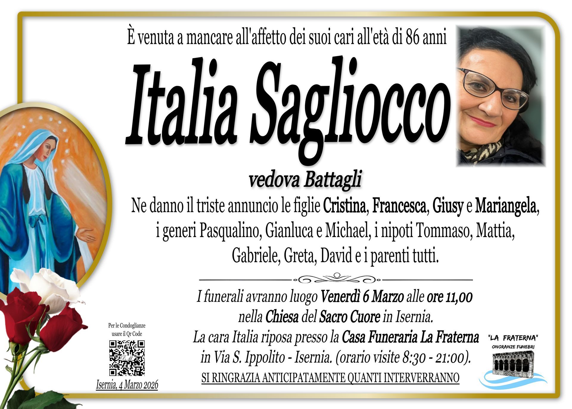 necrologio Italia Sagliocco