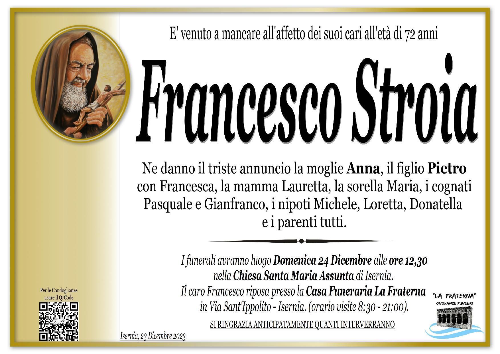 necrologio Francesco Stroia