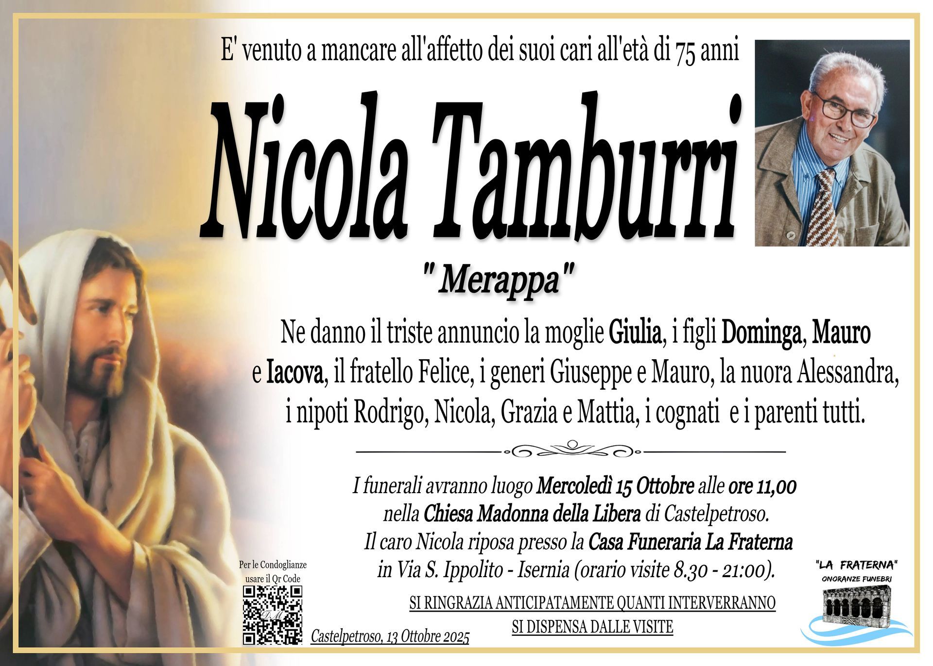 necrologio Nicola Tamburri