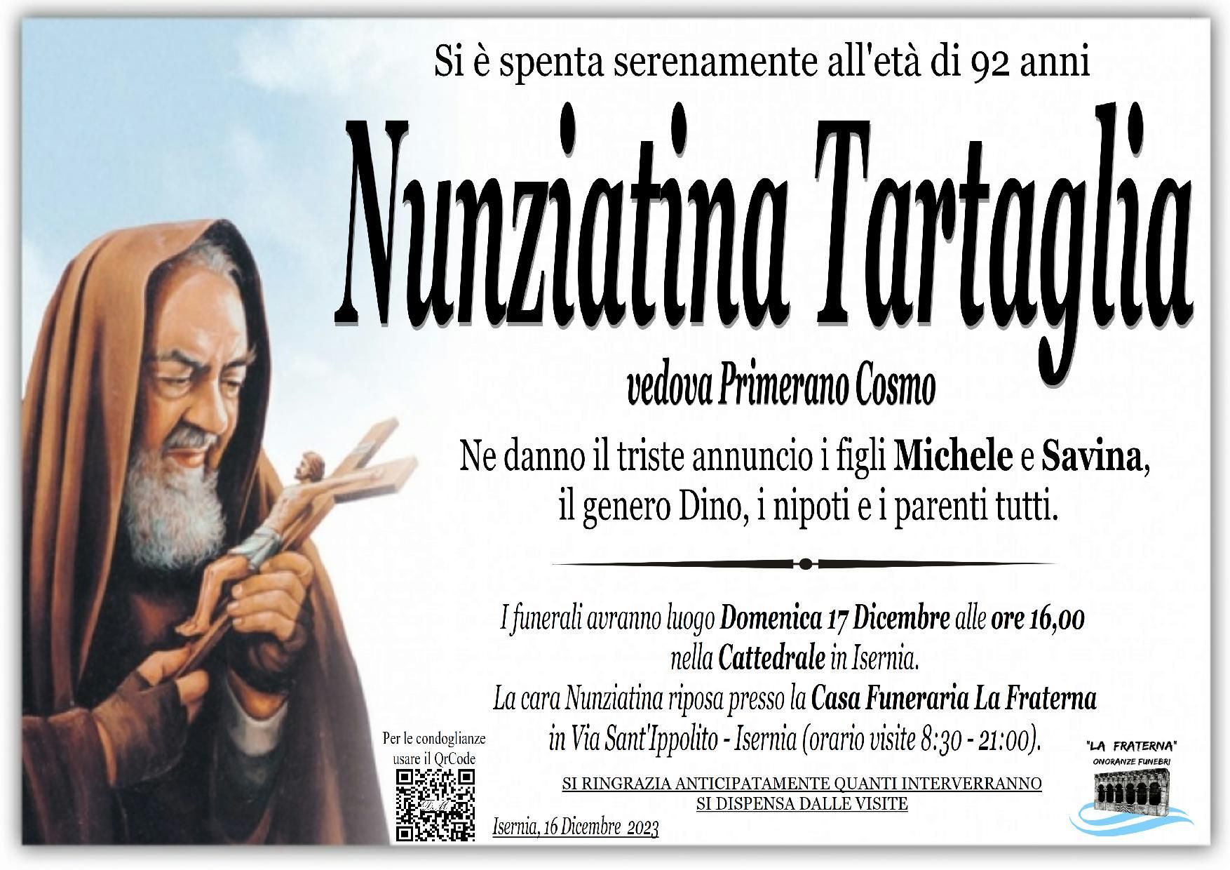 necrologio Nunziatina Tartaglia