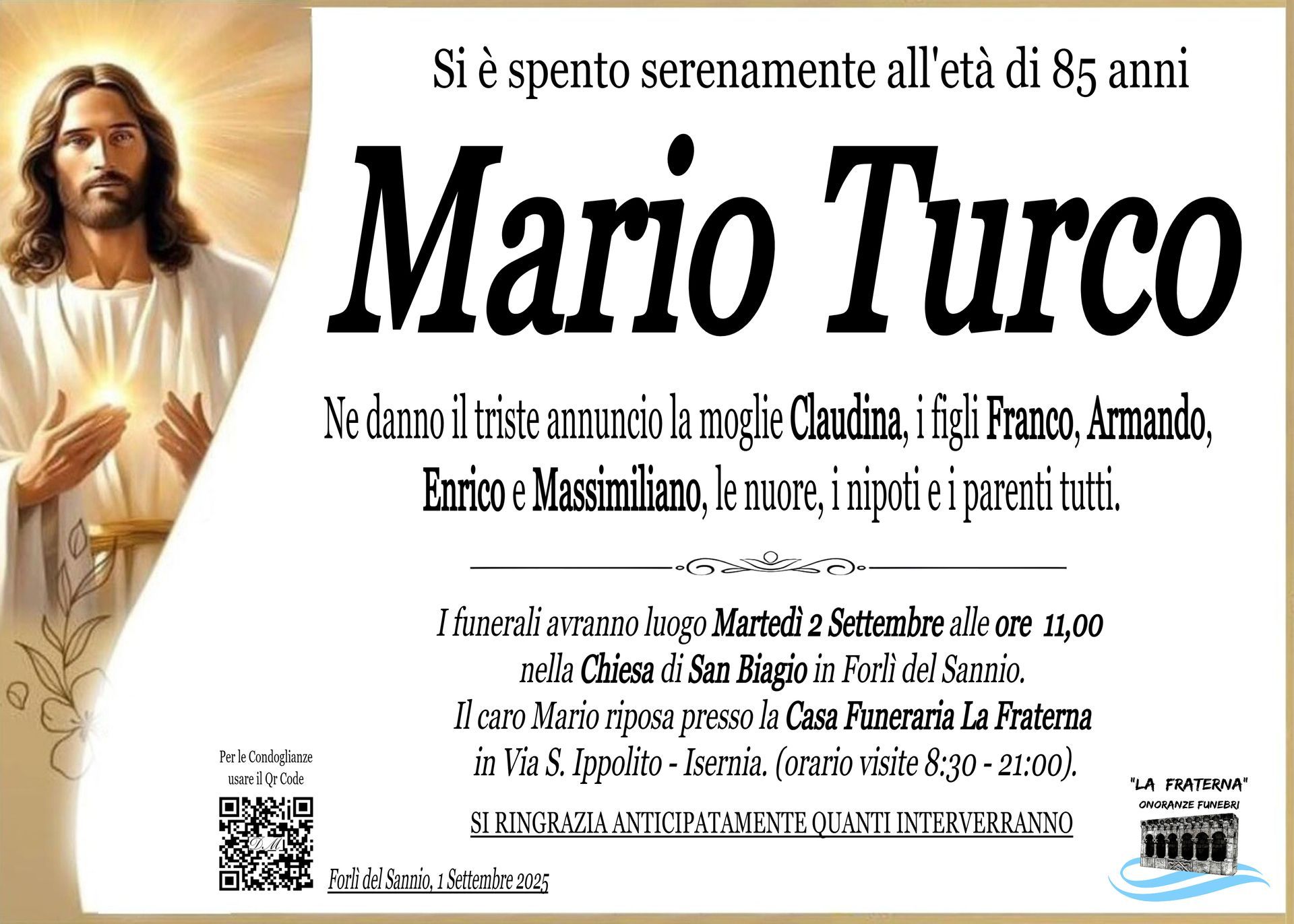necrologio Mario Turco