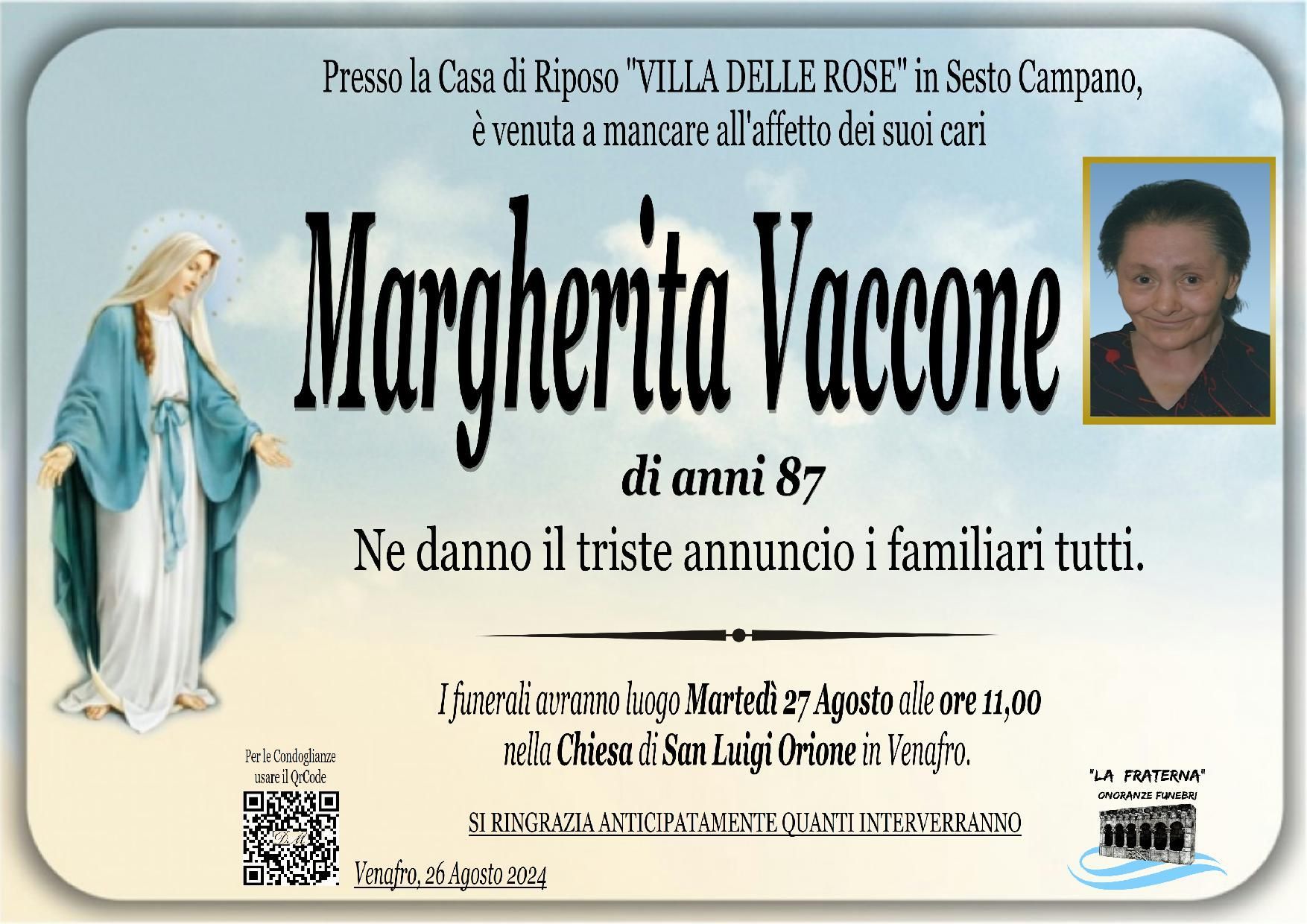 necrologio Margherita Vaccone