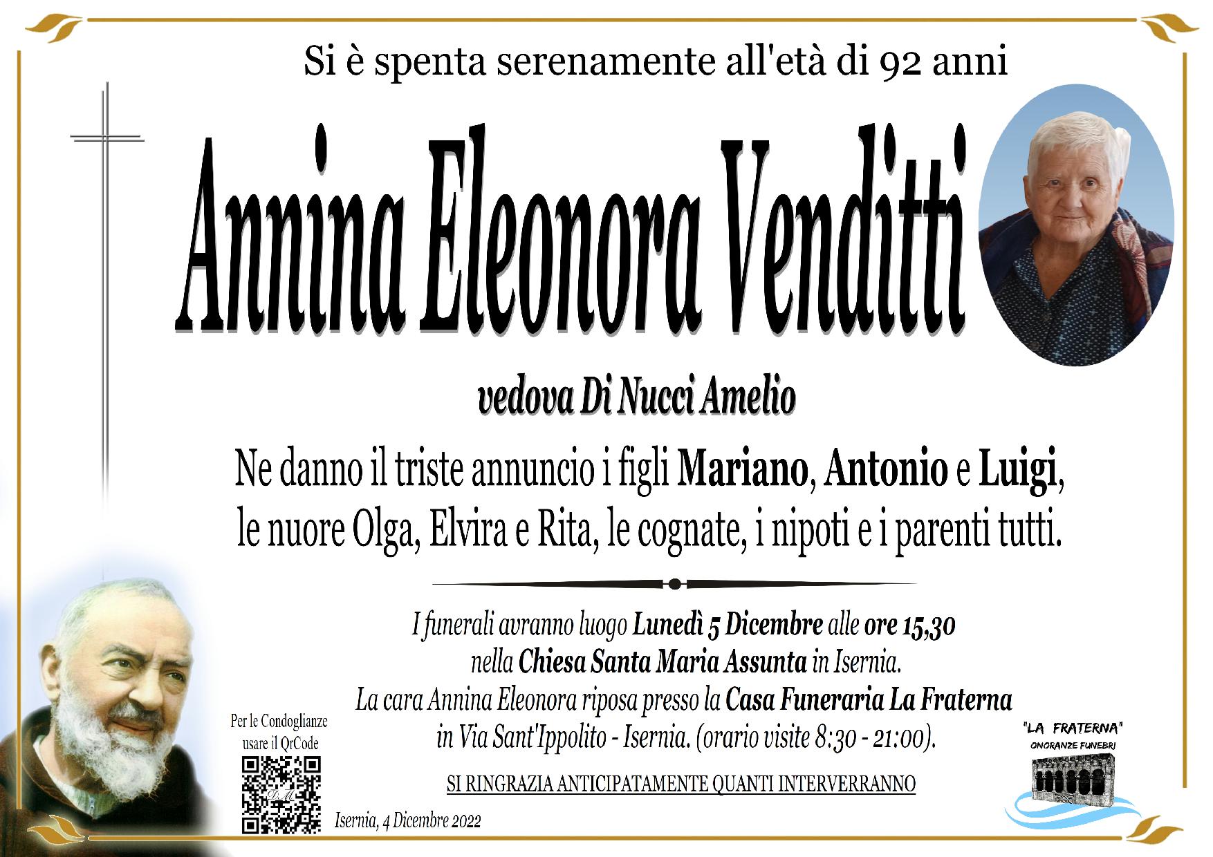 necrologio Annina Eleonora Venditti