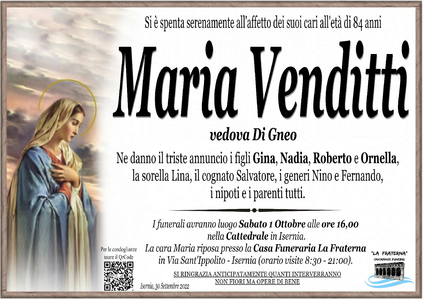necrologio Maria Venditti