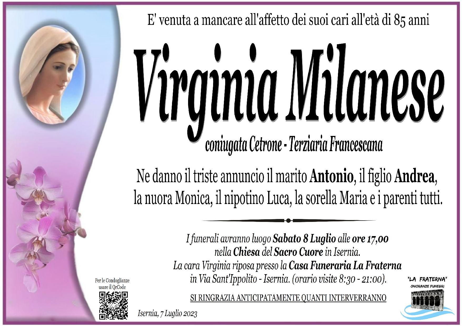 necrologio Virginia Milanese