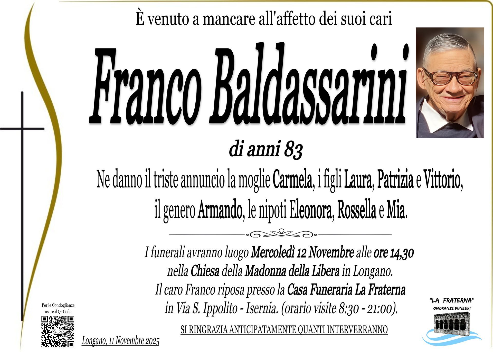 necrologio Franco Baldassarini