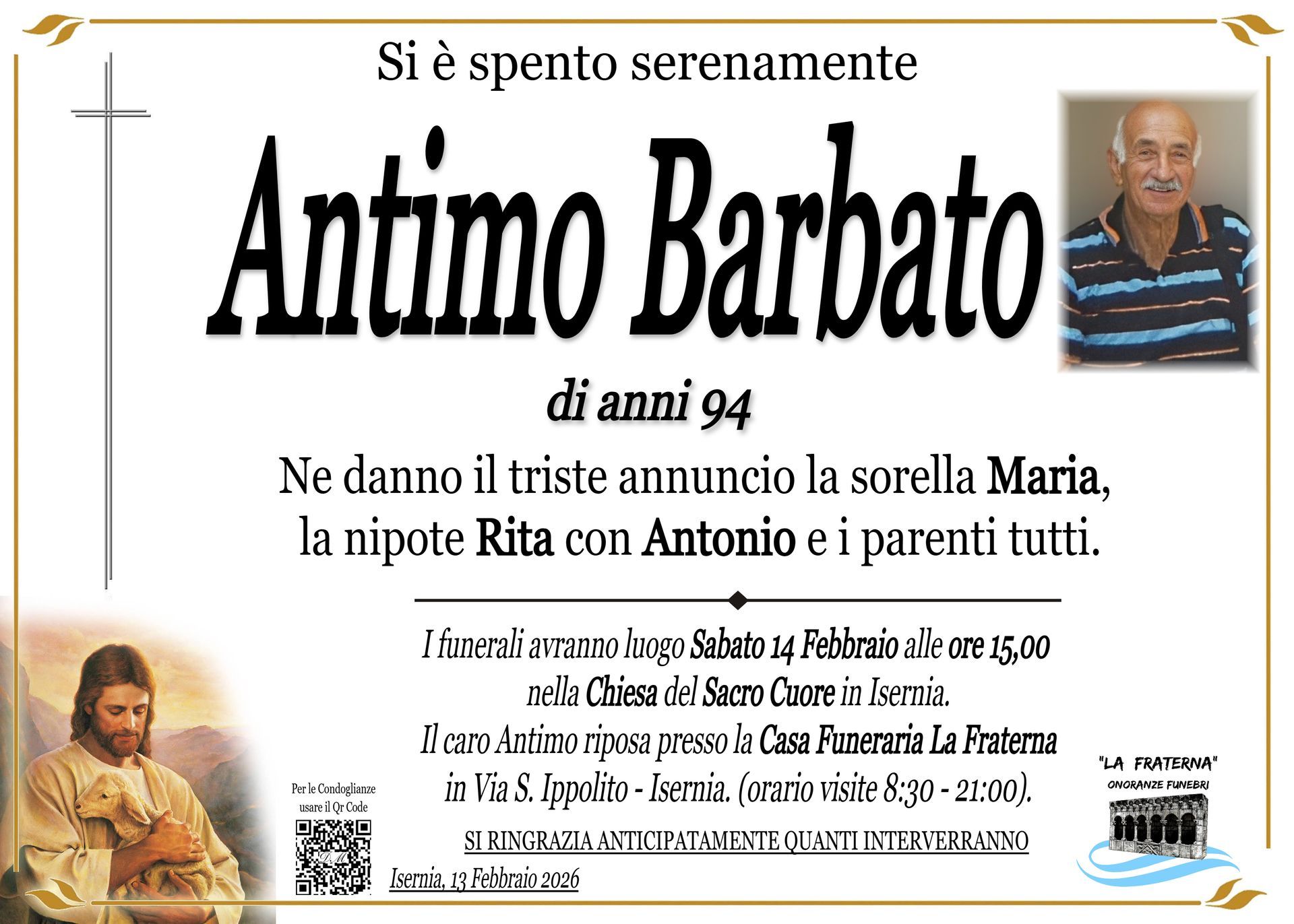 necrologio Antimo Barbato