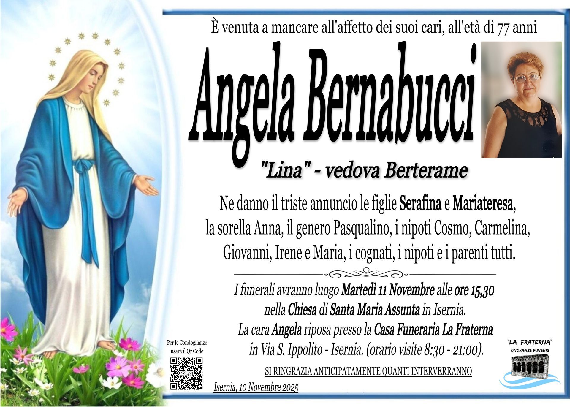 necrologio Angela Bernabucci