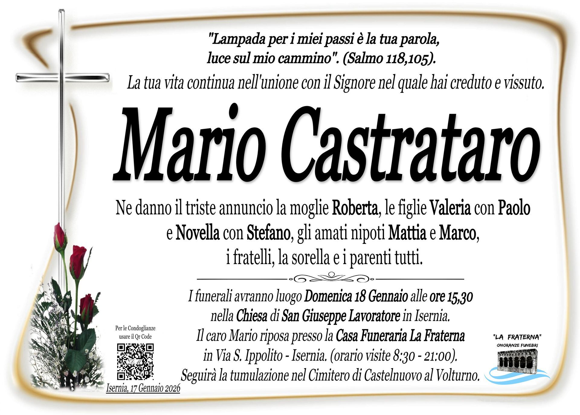 necrologio Mario Castrataro