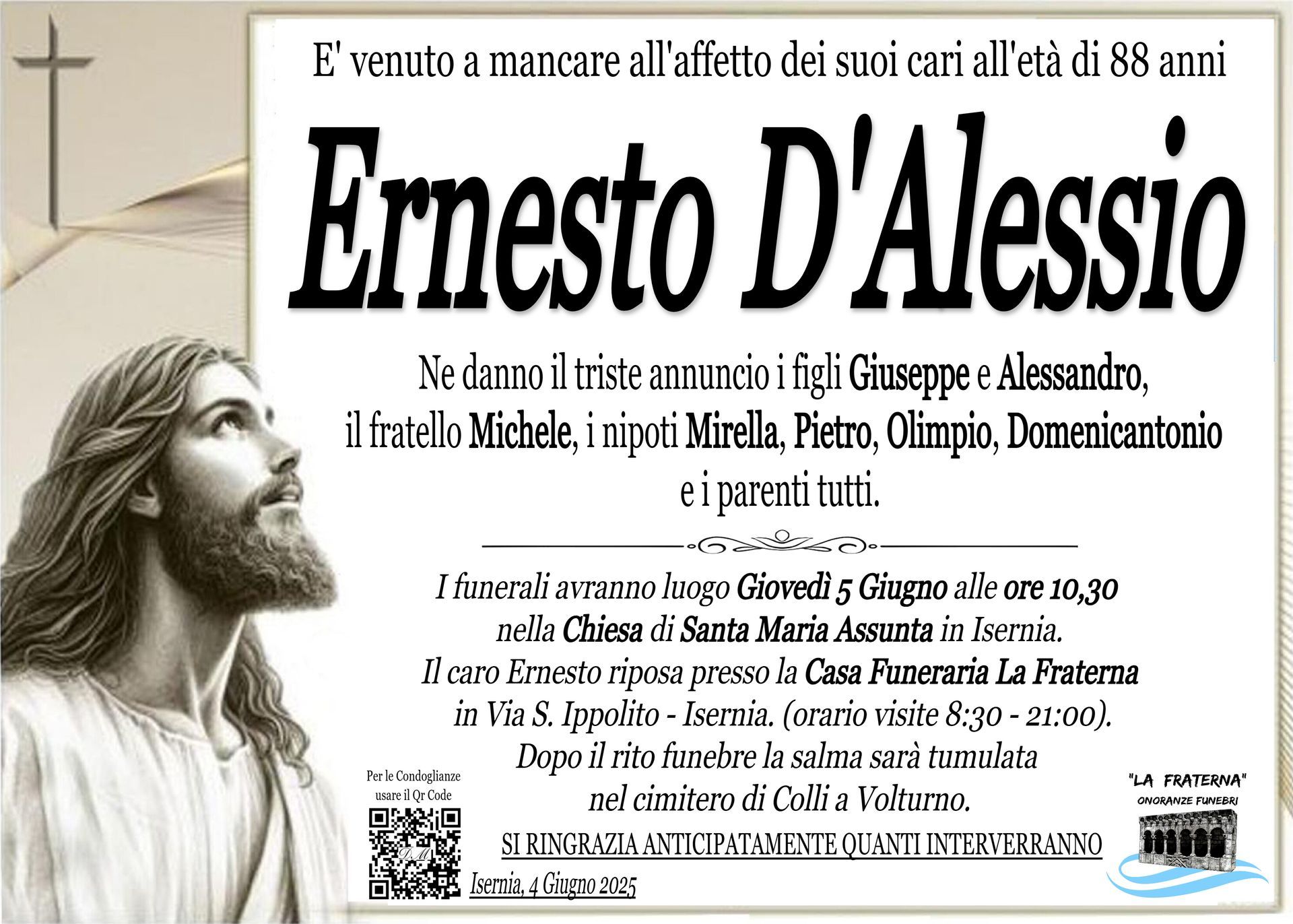 necrologio Ernesto D'Alessio