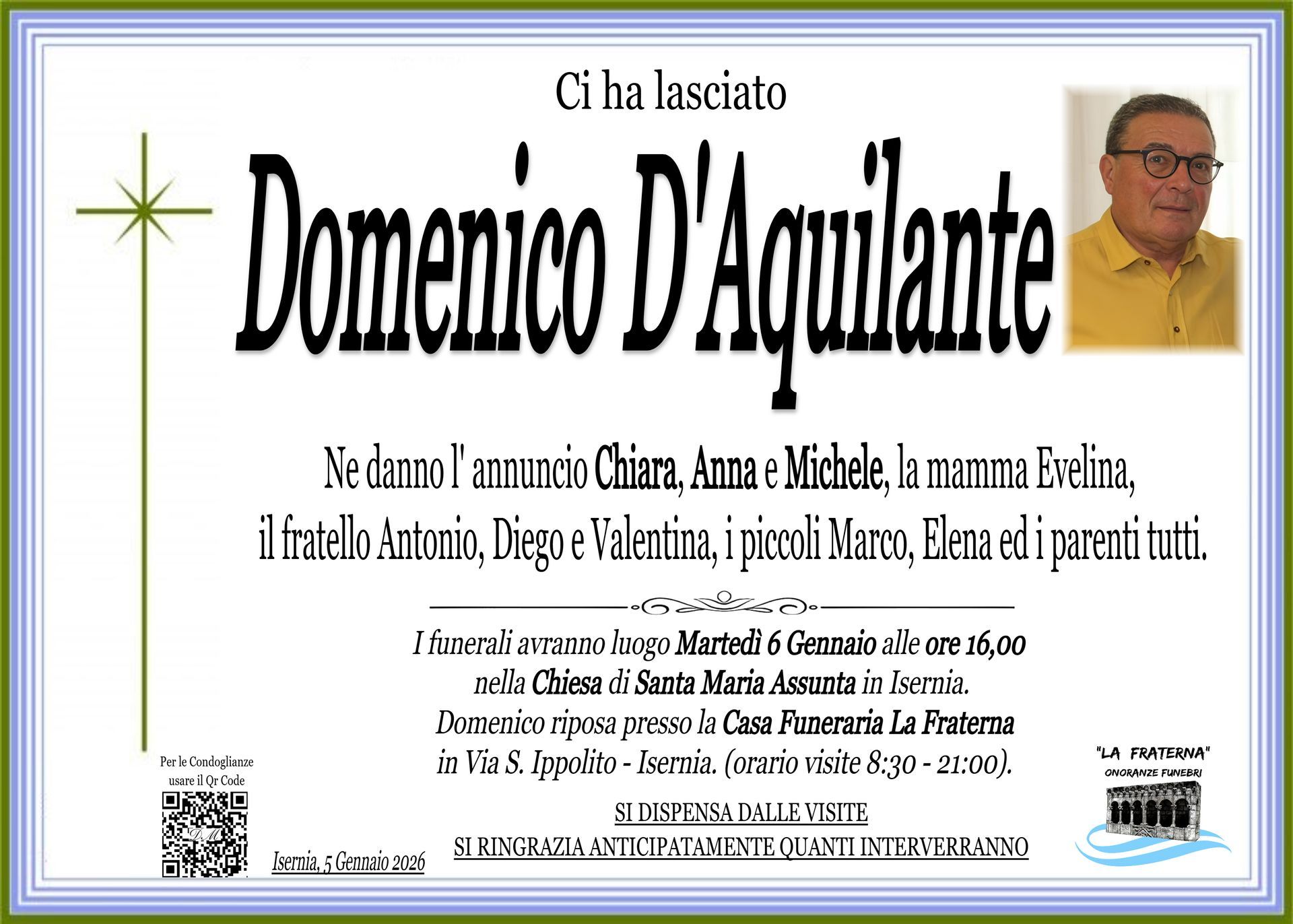 necrologio Domenico D'Aquilante