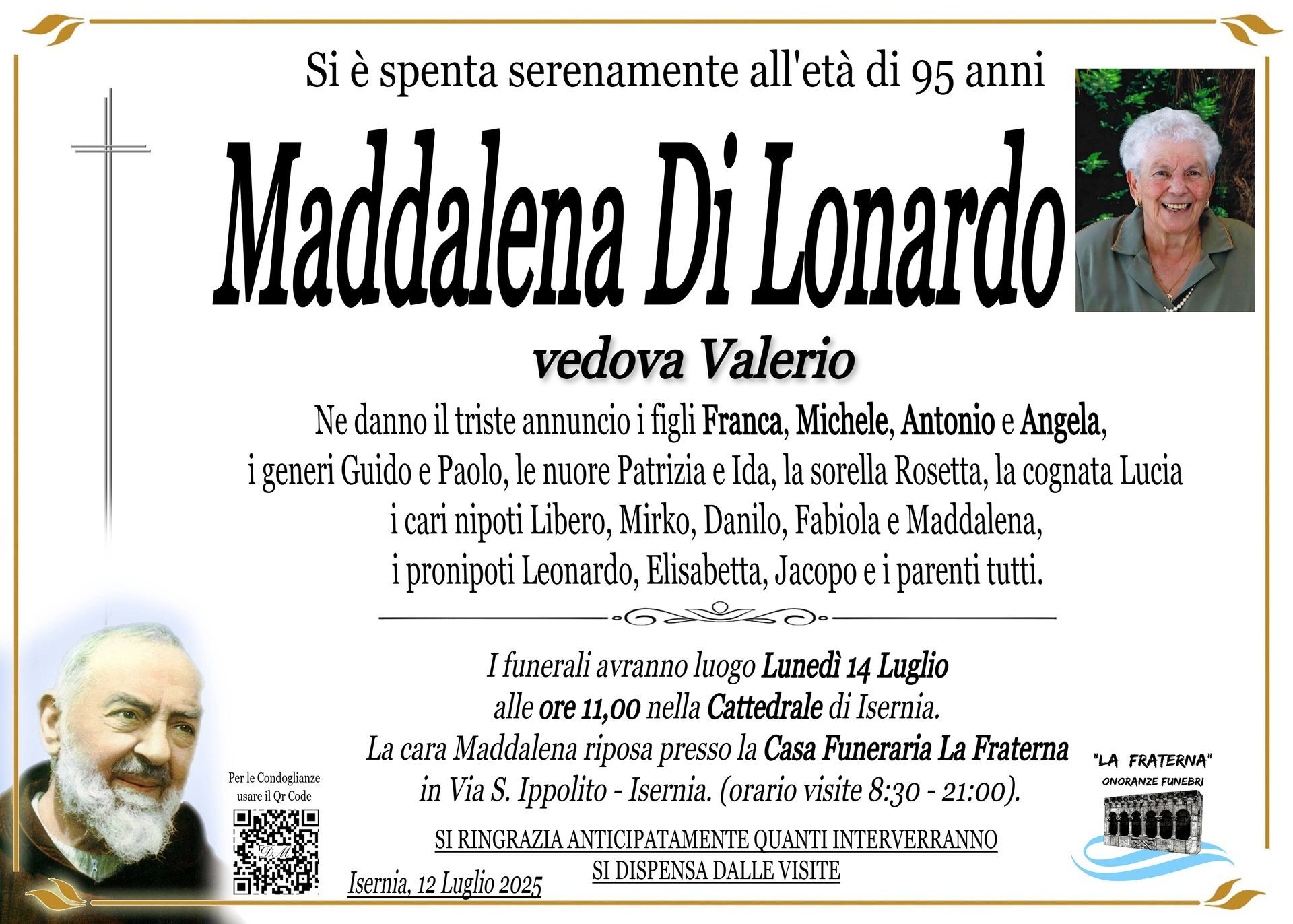 necrologio Maddalena Di Lonardo