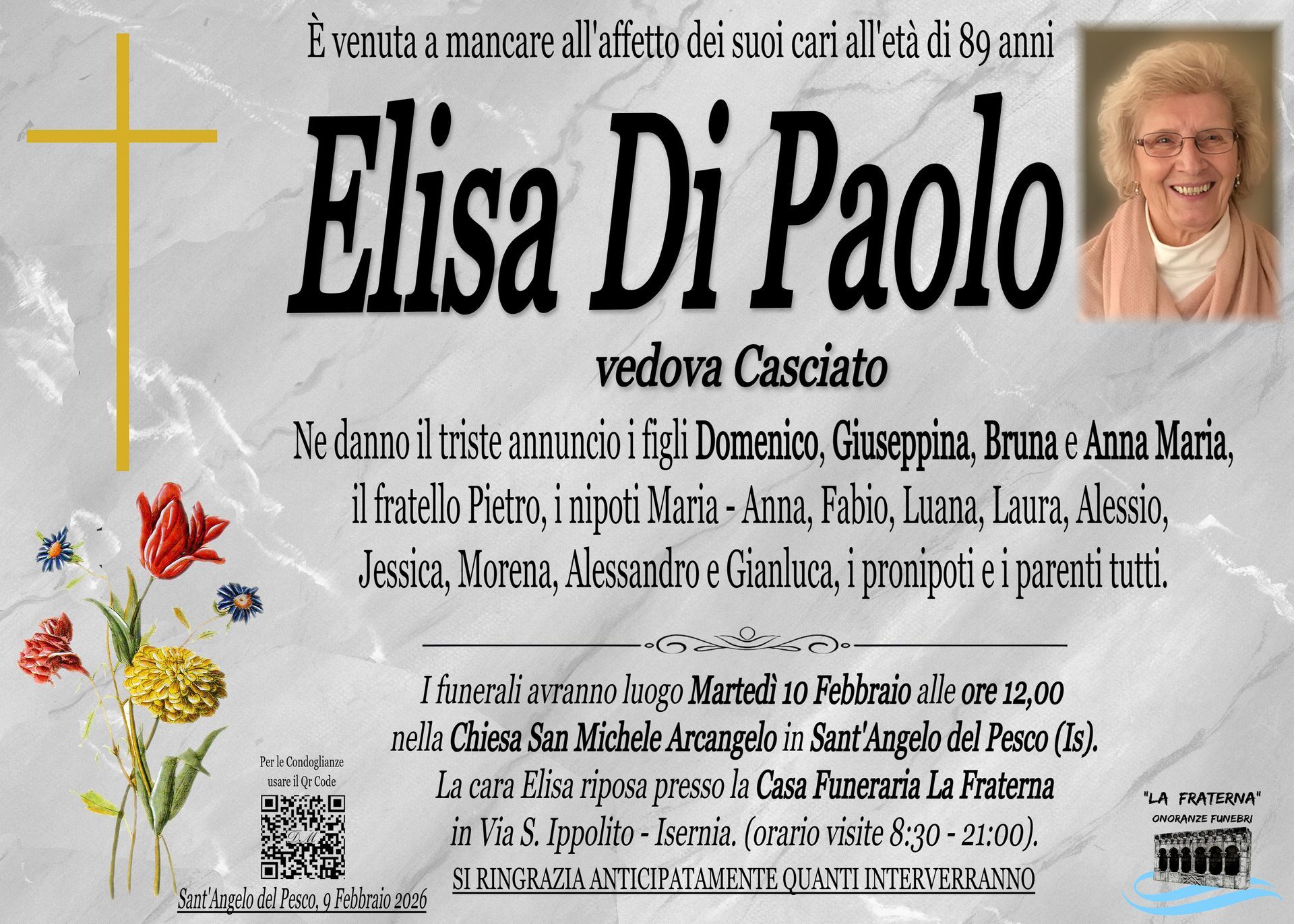 necrologio Elisa Di Paolo