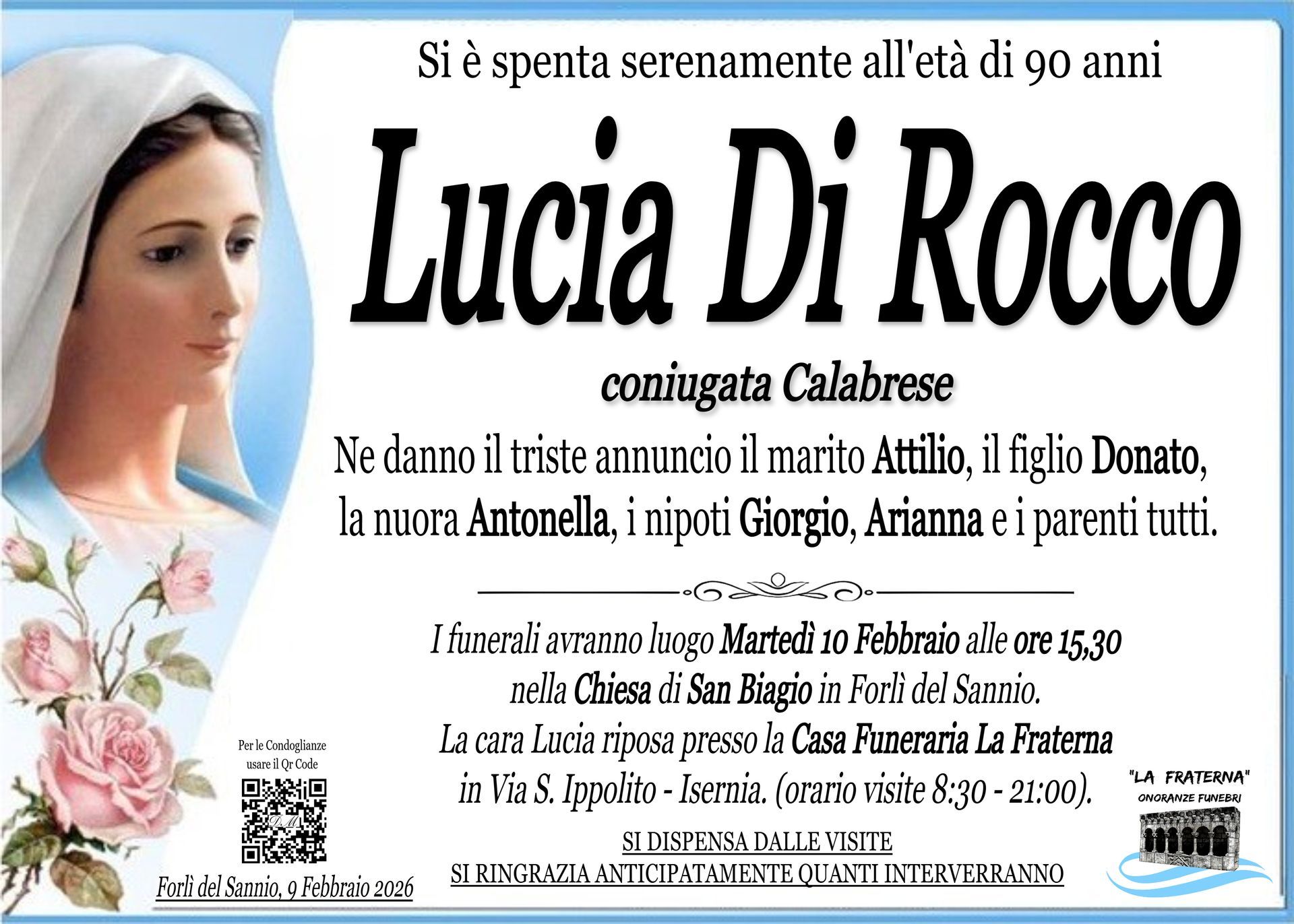 necrologio Lucia Di Rocco