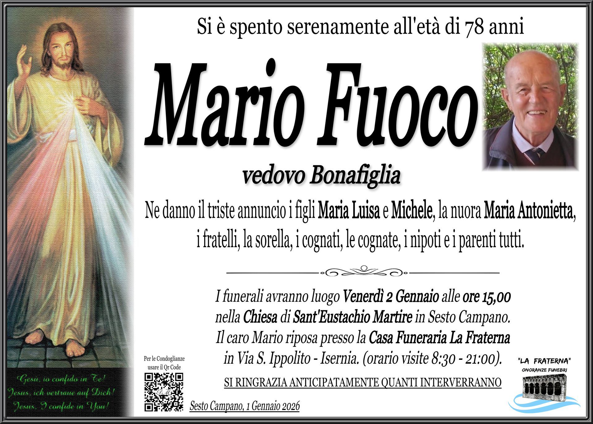 necrologio Mario Fuoco