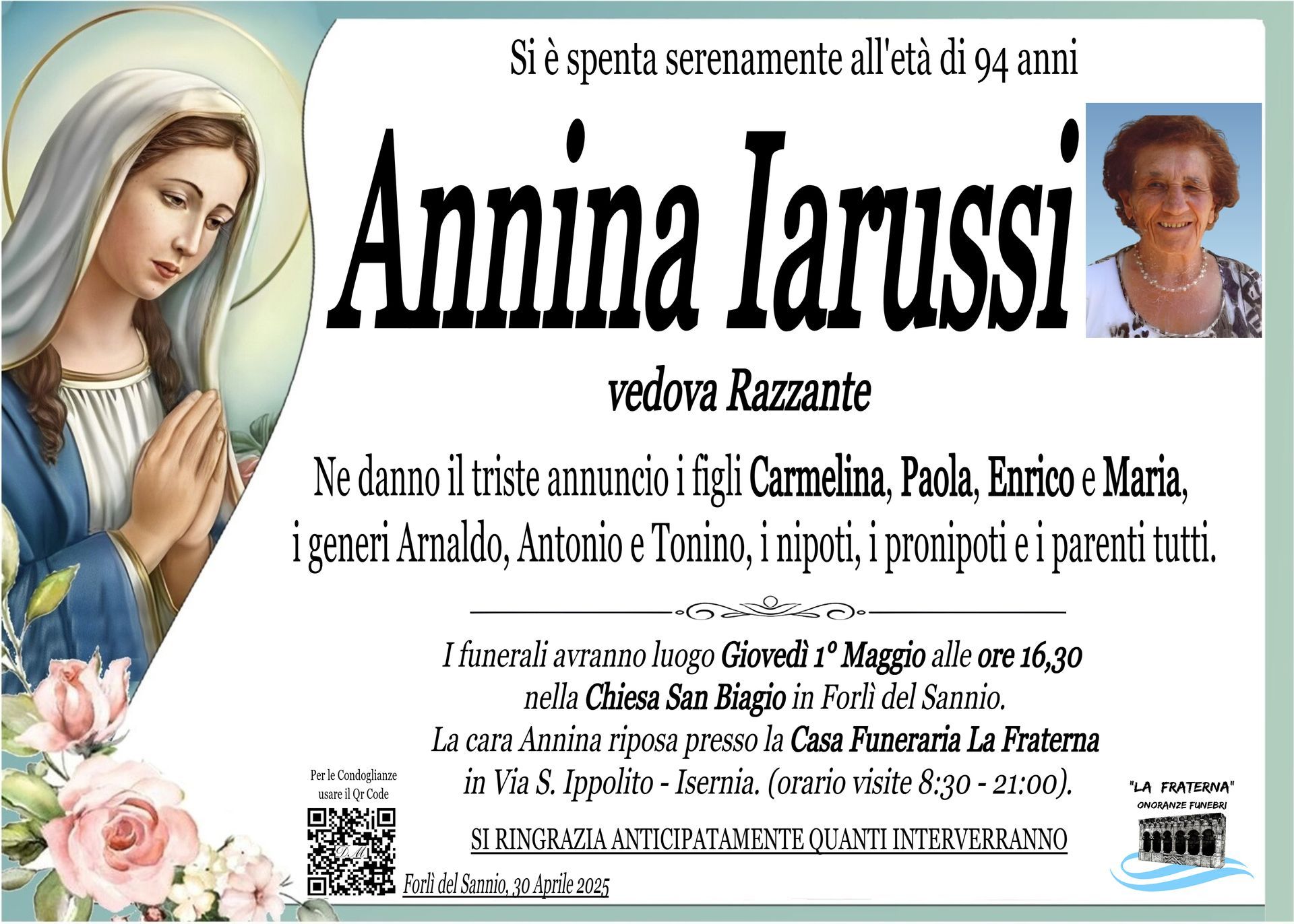 necrologio Annina Iarussi