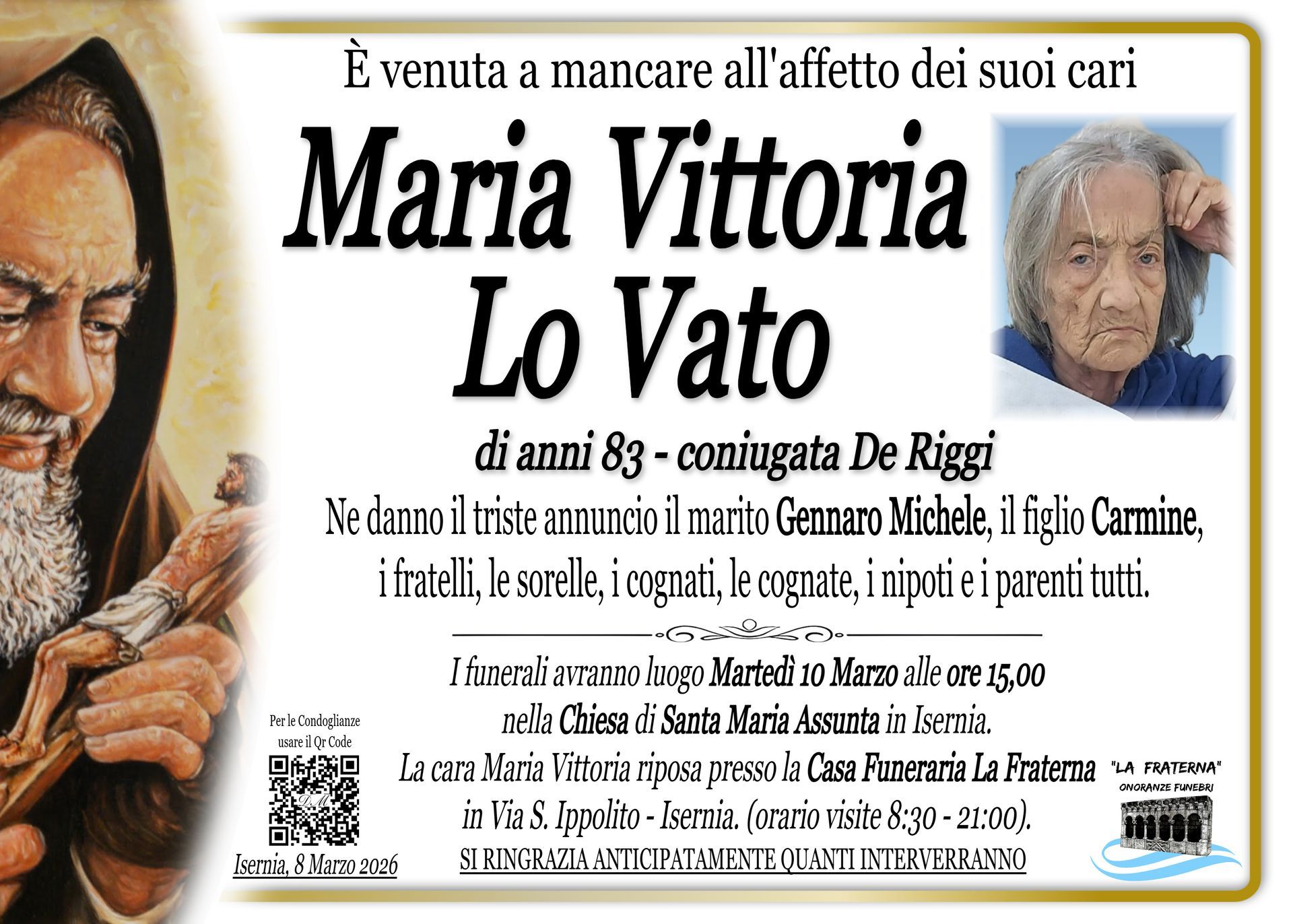 necrologio Maria Vittoria Lo Vato