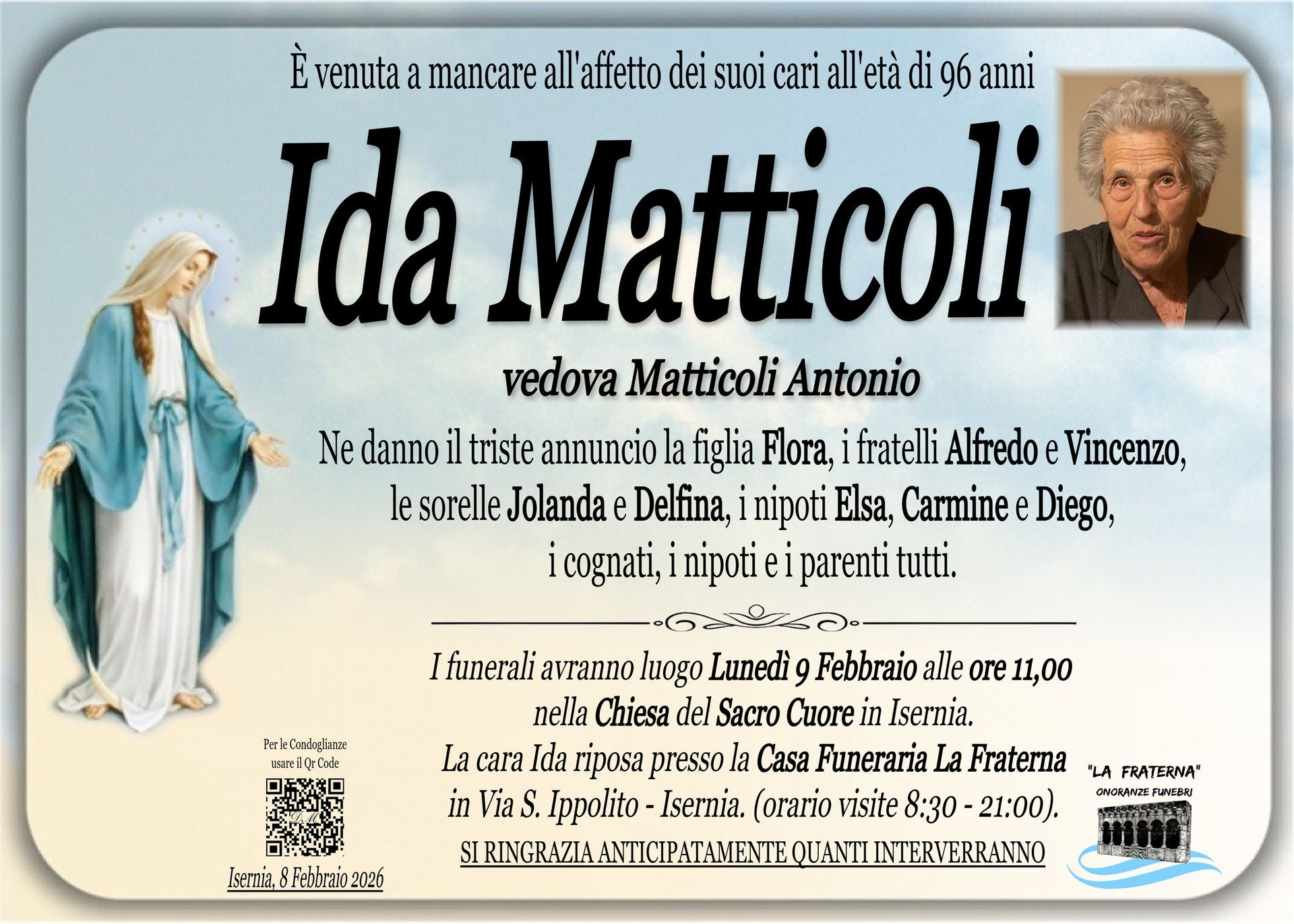 necrologio Ida Matticoli