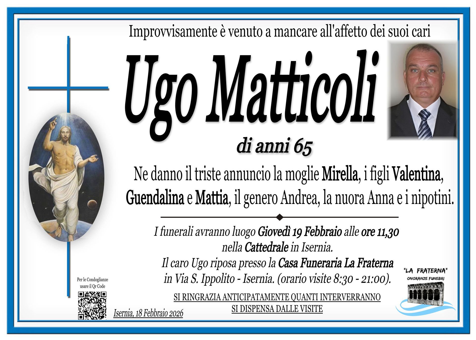 necrologio Ugo Matticoli