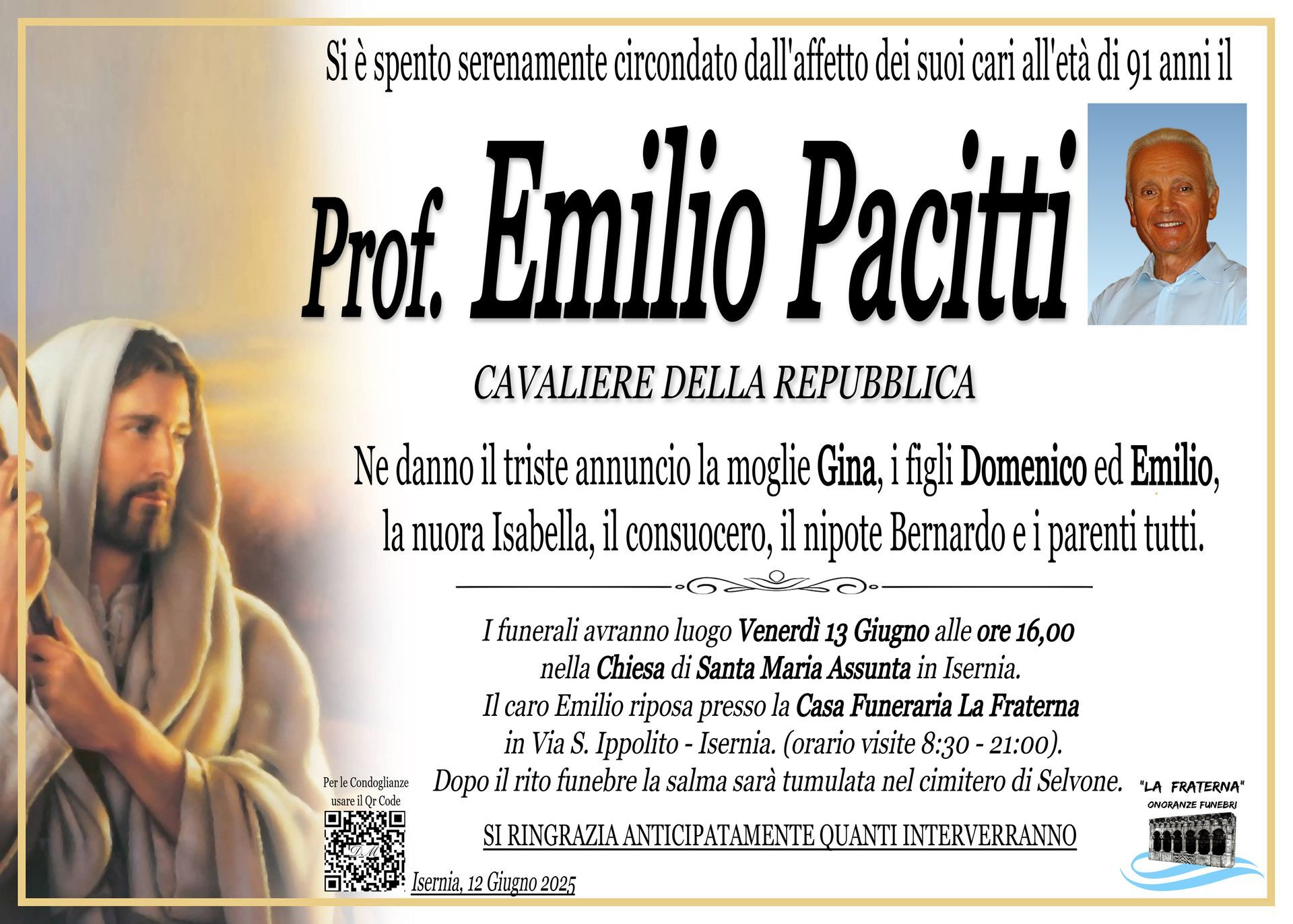 necrologio Emilio Pacitti