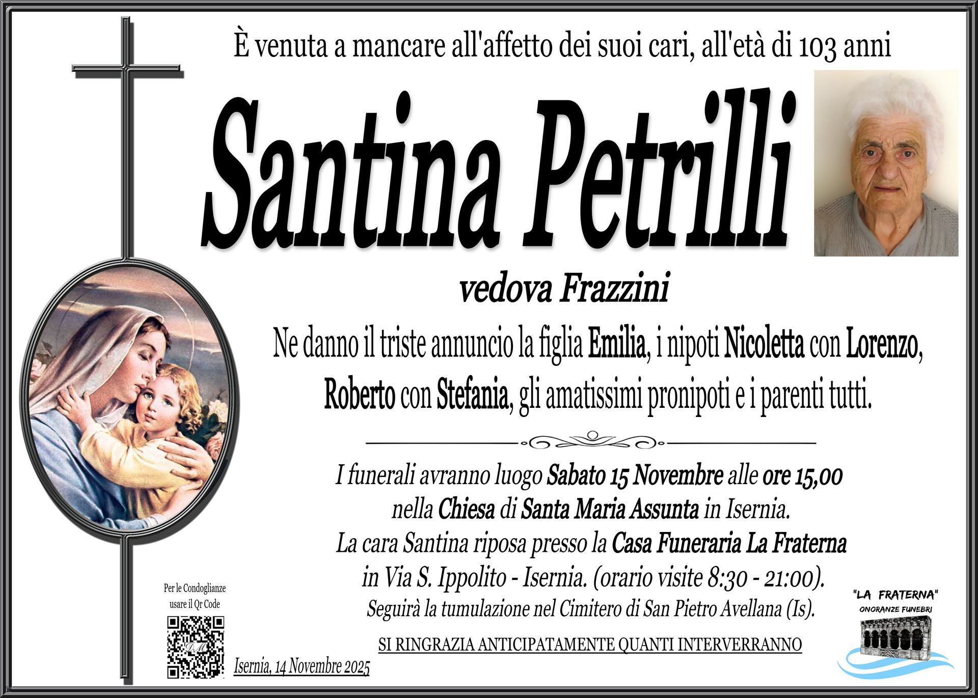 necrologio Santina Petrilli