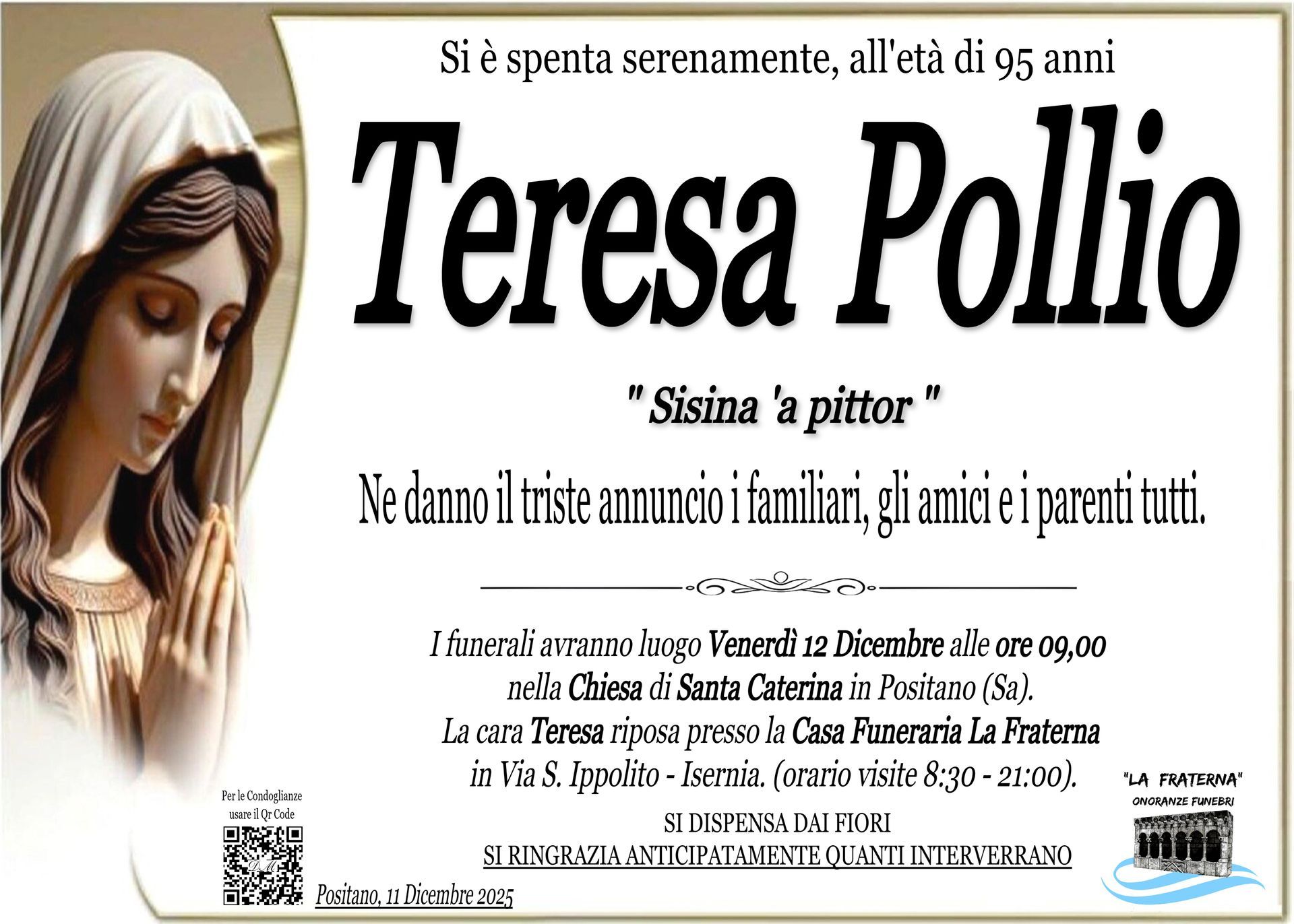 necrologio Teresa Pollio