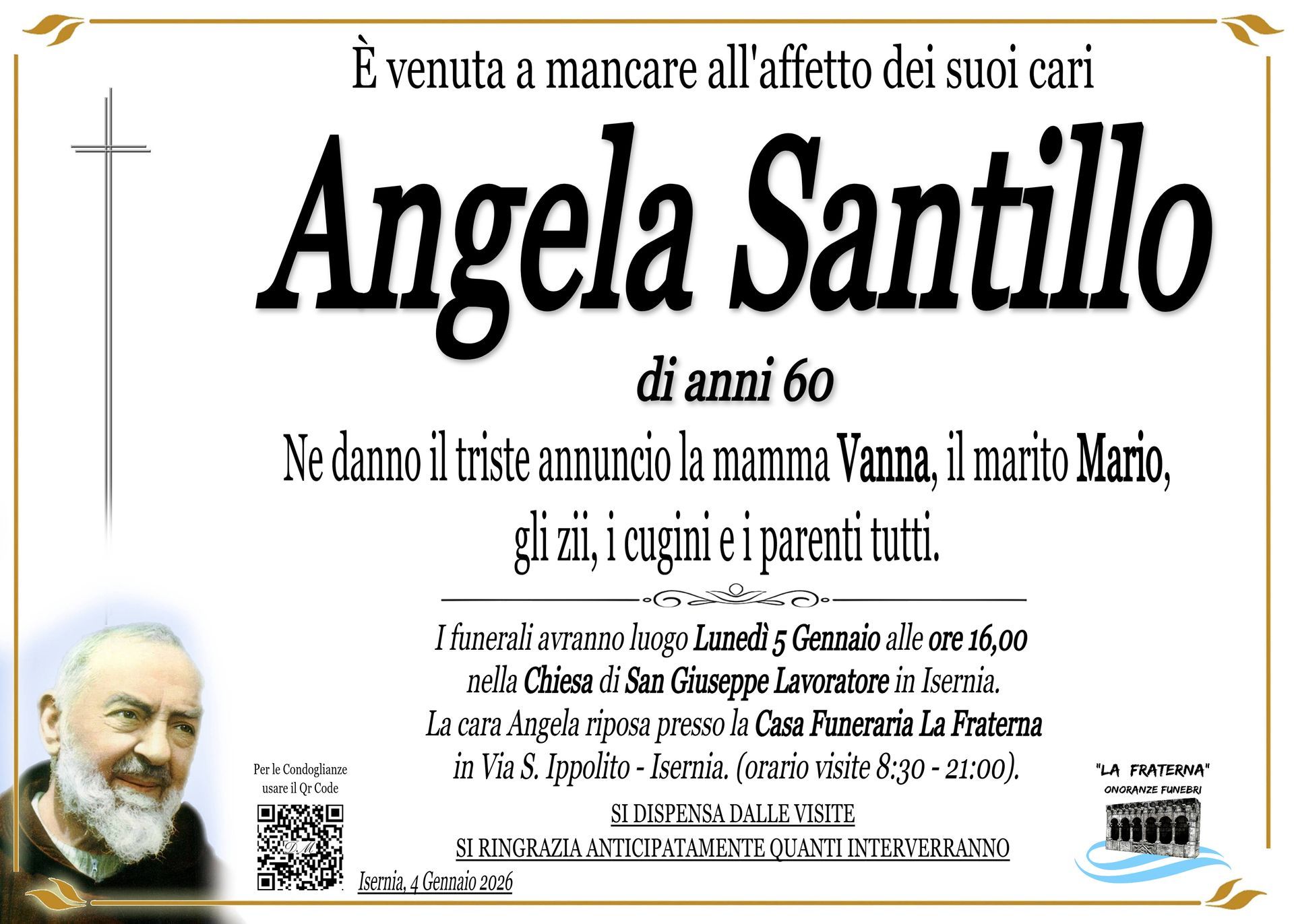necrologio Angela Santillo