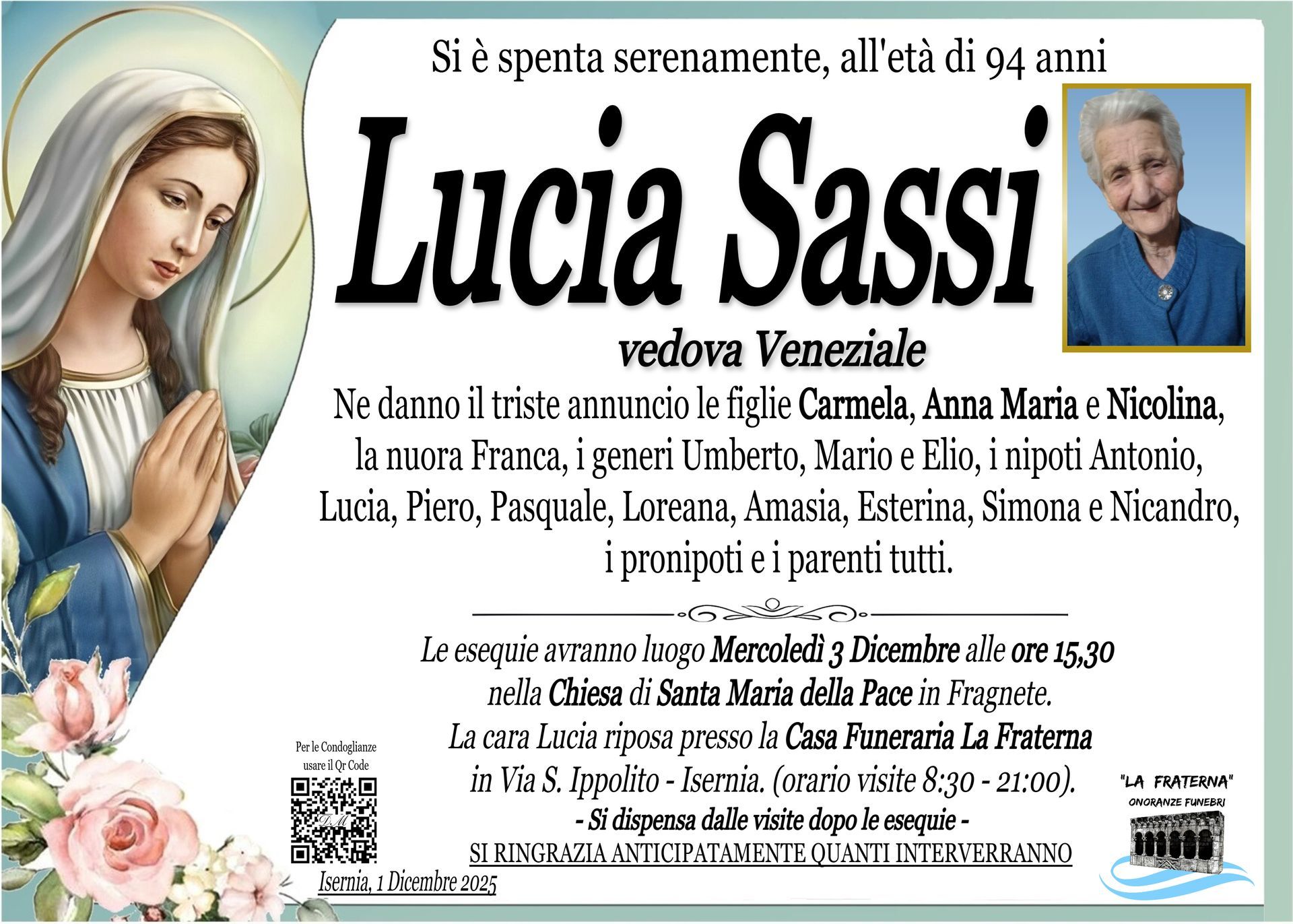 necrologio Lucia Sassi