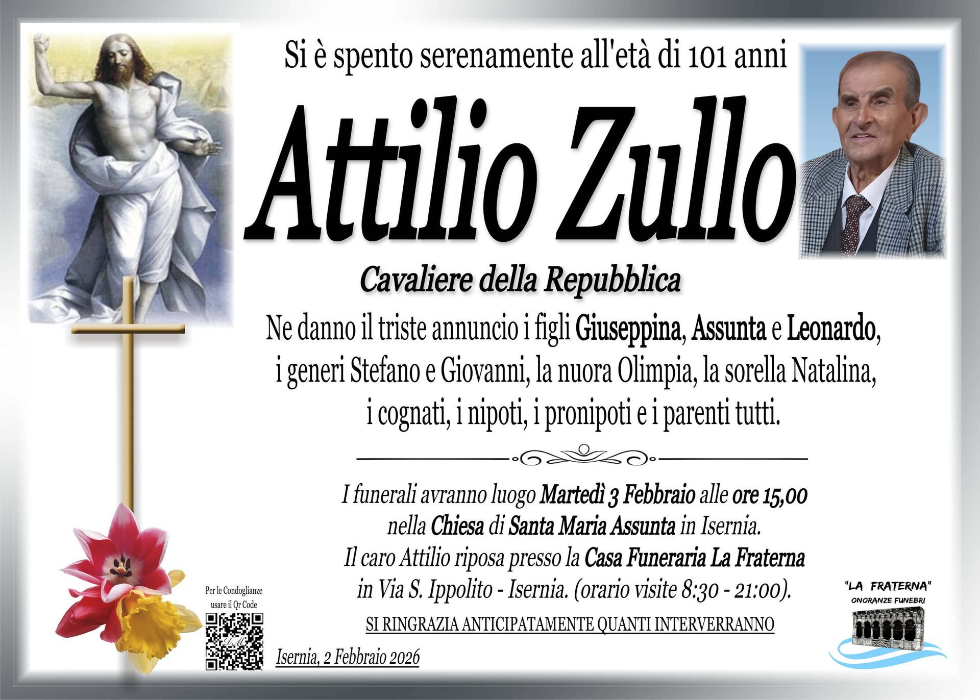 necrologio Attilio Zullo