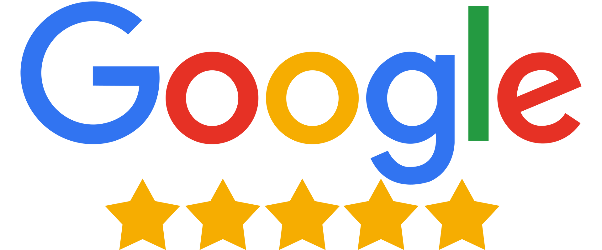 Image of Google logo with five-star review
