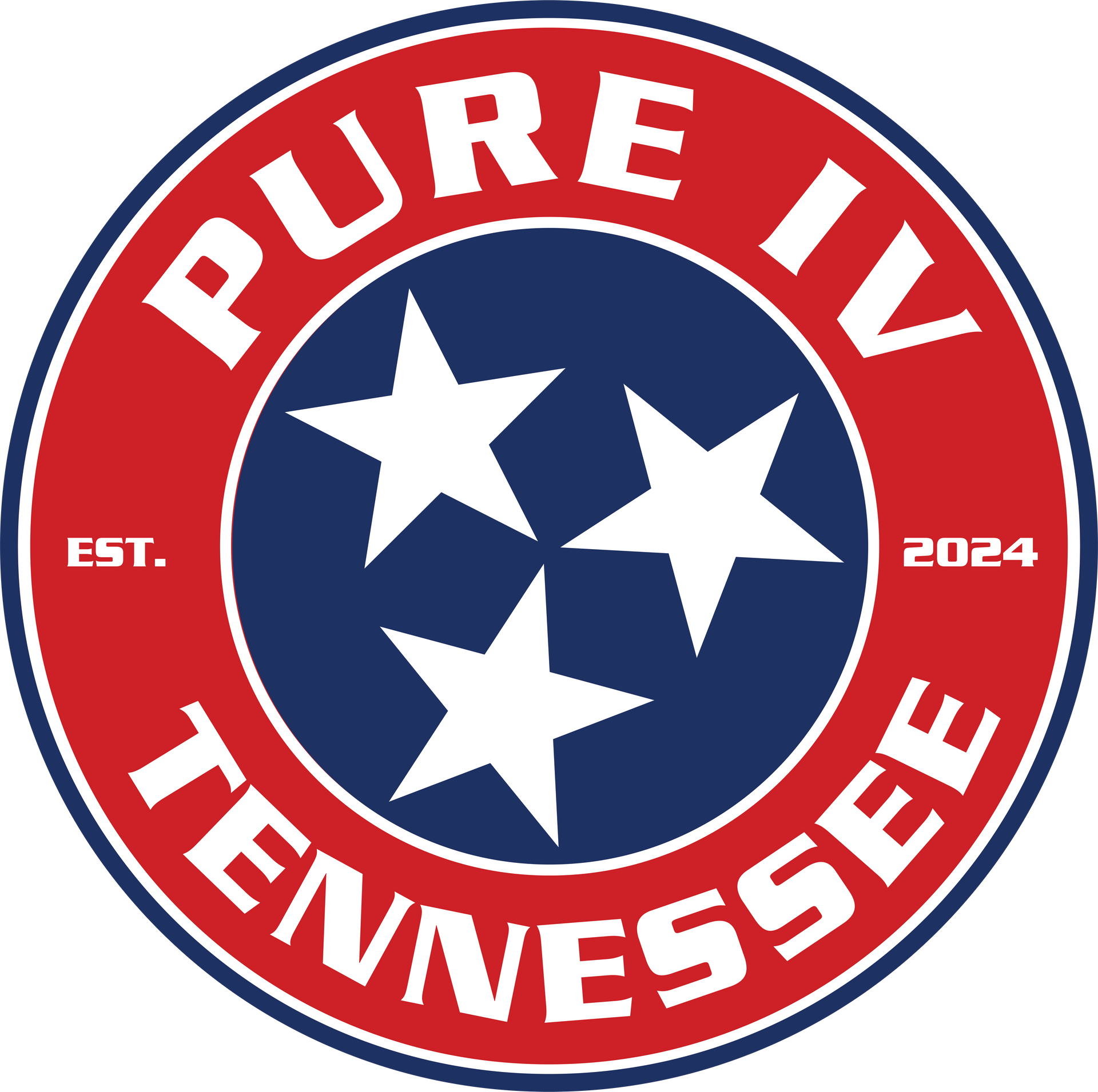 A logo for pure iv tennessee with two stars
