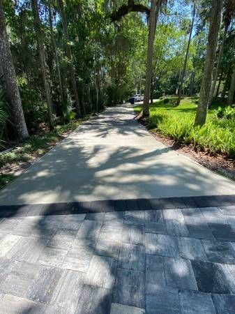 Stamped concrete driveway installation by Addison Concrete Contractors