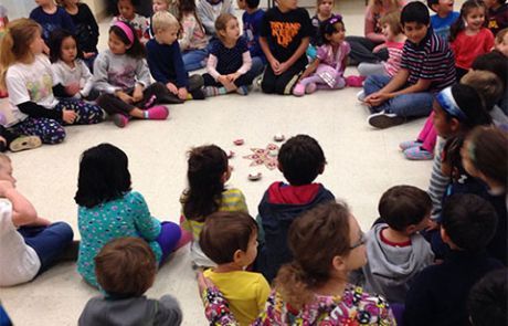 Montessori children during circle time