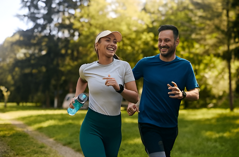 A man is walking down a hallway holding a laptop and opening a door.