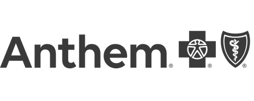 Anthem health insurance logo with text and symbols.