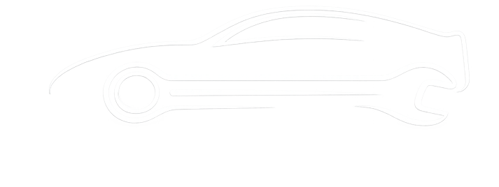 A white line-art logo featuring a car silhouette integrated with a wrench.
