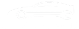 A white line-art logo featuring a car silhouette integrated with a wrench.